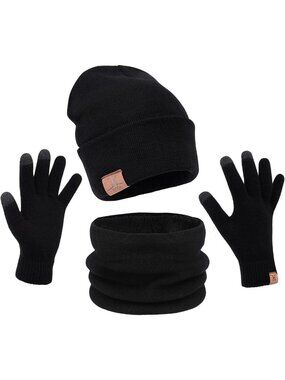 Cozy 3-Piece Knit Beanie, Scarf & Touchscreen Gloves Set for Winter Unisex
